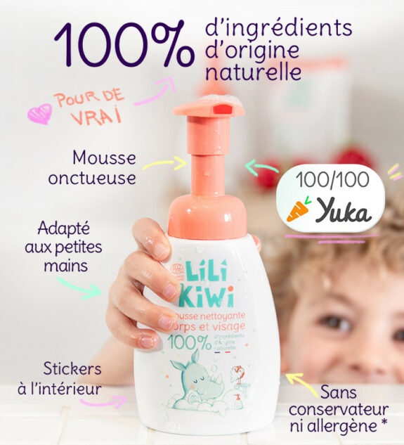 Mousse Nettoyante Enfant - Visage et Corps - 100% Naturelle